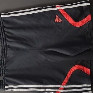 Adidas Men's Black Shorts with Red and White Accents